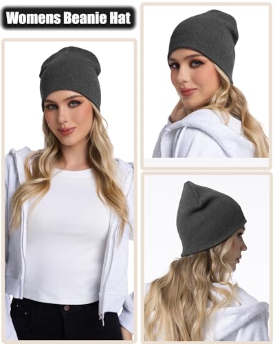 100% Cotton Beanie Hat Cuffless Beanies Warm Knit Winter Skull Cap - color: 1pcs-dark Gray