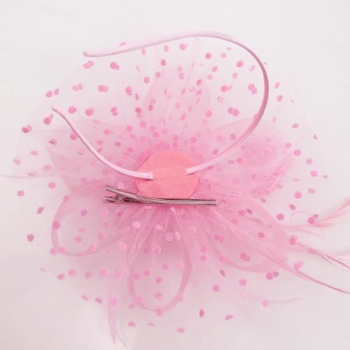 WLBON Fascinators Hat 20s 50s Headband Hair Clips Flower Mesh Veil Feather Headpiece Headwear Women Halloween Carnival Cocktail Wedding Church Cosplay Dress Up Birthday Tea Party Accessories Pink - color: Pink Tone