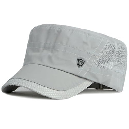 Men's Breathable Military Caps Cadet Army Caps Summer Flat Top Cap - color: B-black/Dark Grey/Light Grey
