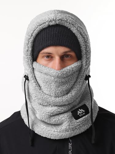 Balaclava Fleece Ski Mask Winter Face Masks Windproof Hooded Scarf - color: Grey