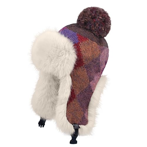 MioCloth Winter Pompom Beanie Hat for Women Girls Fluffy Knit Beanie Faux Fur Skull Cap Warm Crochet Earflap Hat - color: Purple