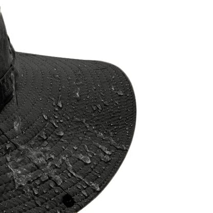 Waterproof Fishing Hat 12CM Wide Brim Sun Hat for Women Mens Packable Bucket hat- UPF 50 for Outdoor Gardening Beach Hats - color: Black