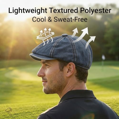 ZLYC Newsboy Cap for Men Summer Flat Cap Lightweight Beret Hat - color: Washed Denim Navy