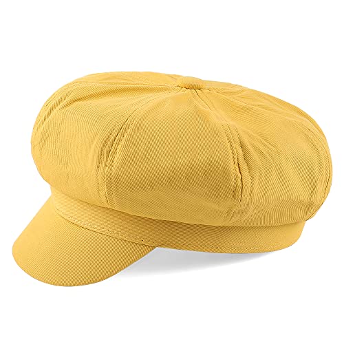 Newsboy Cabbie Baker boy hat Beret Cap for Women Pageboy Visor Paperboy Hat Sailor Fiddler Hat Adjustable - color: Yellow 1