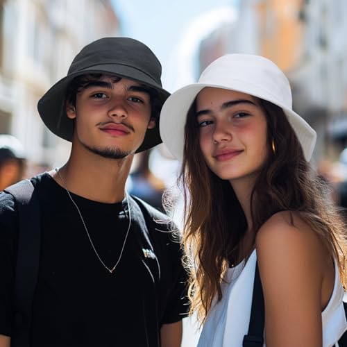 PFFY 2 Packs Bucket Hat for Women Men Cotton Hats Sun Beach Fishing Cap - color: Yellow+yellow