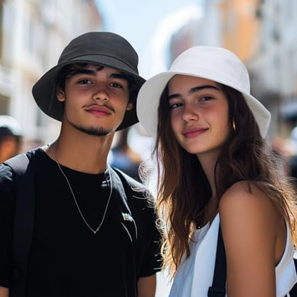 PFFY 2 Packs Bucket Hat for Women Men Cotton Hats Sun Beach Fishing Cap - color: 2 Packs Pink