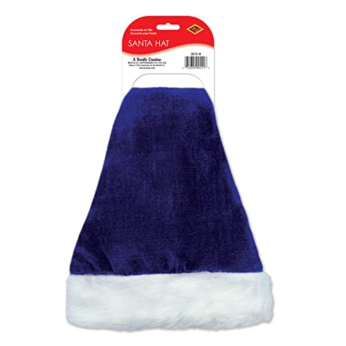 Beistle Plush Hats - Party Hats for Birthday & Holiday Theme Parties: Christmas - Santa - color: Blue