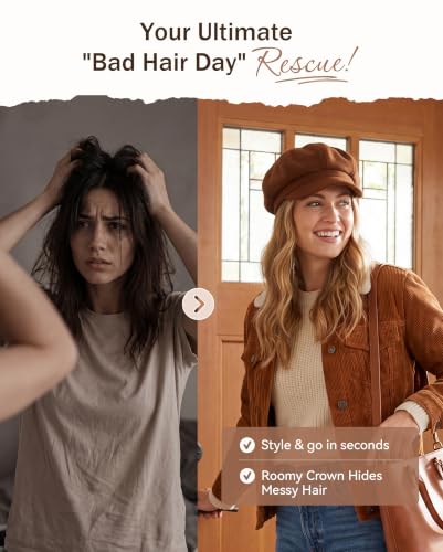 American Trends Newsboy Hats for Women Baker Boy Cap Fall Winter Beret - color: A-caramel