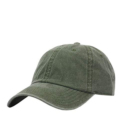 Plain Washed Cotton Adjustable 6 Panel Dad Hat Baseball Cap - color: Olive Green
