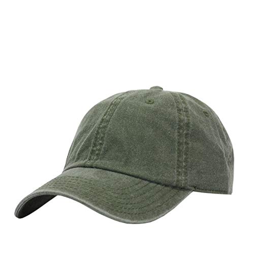 Plain Washed Cotton Adjustable 6 Panel Dad Hat Baseball Cap - color: Olive Green