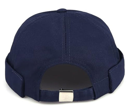 DIYDECAL 3 Pack Mens Brimless Skullcap Sailor Docker Cap Rolled Cuff Retro Beanie Hat - color: Navy Blue