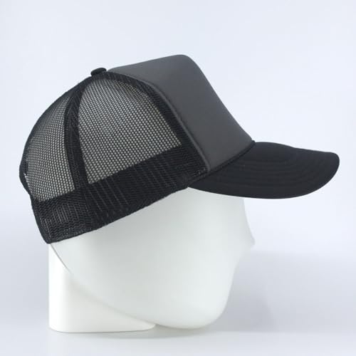 High Crown Foam Mesh Camouflage Tri-Color Oak Leaves Trucker Hat Baseball Cap - color: Black/Charcoal Gray/Black