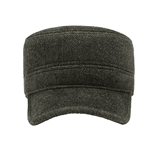 Men's Winter Wool Cadet Hat Trucker Dad Hat Military Flat Top Baseball Cap Flat Top Hats Ear Flaps Newsboy Hats - color: Brown