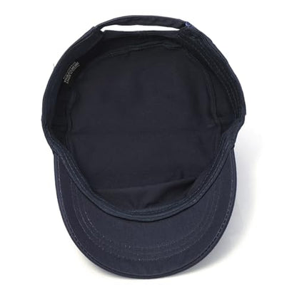 Unisex Flat Top Military Cadet Cap Outdoor Sun Hat - color: Square Label Navy Blue