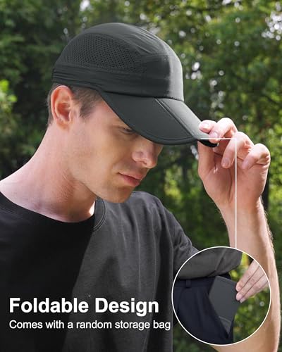 GADIEMKENSD Mens Folding Outdoor Hat Long Brim UPF 50+ Sun Protection - color: Folding Dark Gray