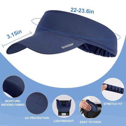 Sukeen Cooling Stretchy Sun Visor for Women Men UV Protection Cooling Hat - color: Navy Blue