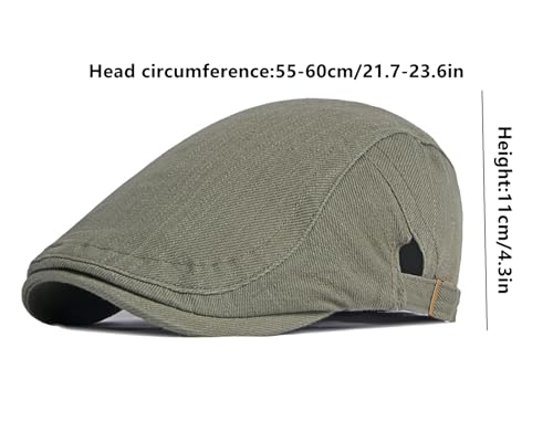 DIYDECAL Cotton Newsboy Flat Caps for Men, Womens Cabbie Driving Beret Hats - color: Green