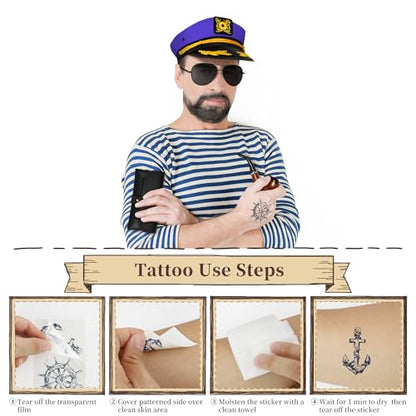dodowin Captain Sailor Hat Set for Women Men, Yacht Rock Party Costume 4pcs - style: Purple Captain Hat Set
