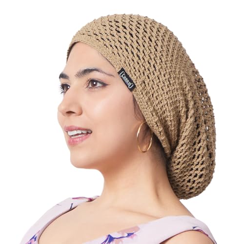 CHARM Lightweight Summer Beanie Hat for Men, Cotton Mesh Beanie for Women, Hand Made Knit Cap - color: Beige