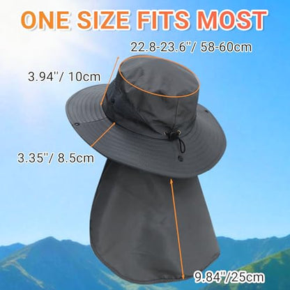 NPQQUAN Sun Hats for Men Women with Neck Flap UPF 50+ UV Protection - color: Beige（neck Flap）