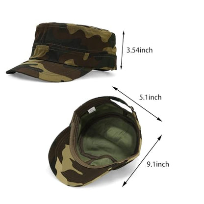 Cadet Army Cap Military Style Hats Flat Top Cap Baseball Hat for Men Women - color: Brown Camo