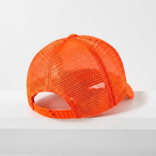 CHOK.LIDS Blank Foam Trucker Hat, Retro Mesh Rope Snapback Cap, Men Women - color: Curved Brim (Neon Orange)