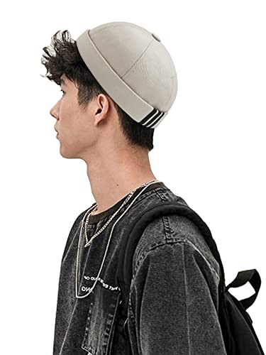 Dome Brimless Docker Cap Sailor Beanie Cap Visorless Hat for Men & Women - color: Beige