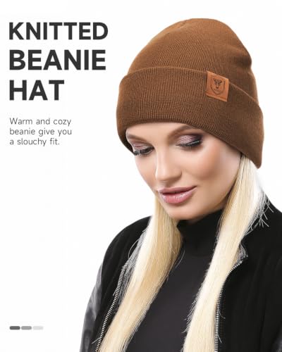 OZERO Mens Winter Hat, Fleece Lined Cuffed Beanie for Men and Women - color: Dark Brown