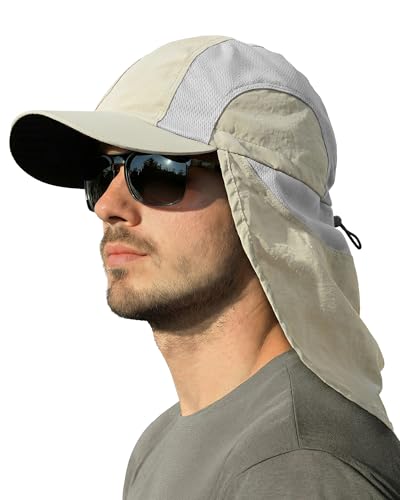 Mens Sun Hat with Breathable Mesh Sun Hats for Men Fishing Hat - color: Khaki