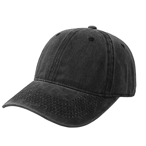 TOPTIE Washed Cotton Dad Baseball Cap - Low Profile Adjustable Hat - color: Black