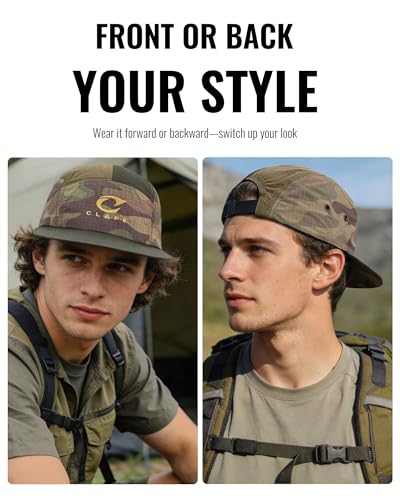 CLAPE Quick Dry 5 Panel Hat, Camo Lightweight Outdoor Cap - color: Cl5p32-blue