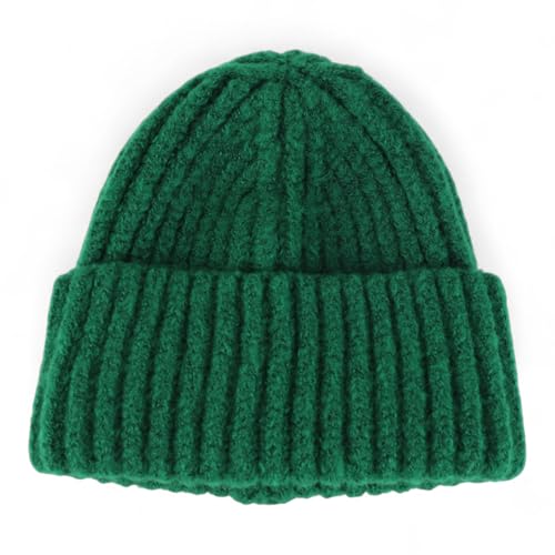 Heavyweight Thick Knit Warm Winter Beanie - color: Green