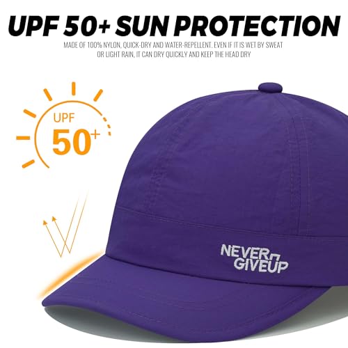 Clakllie Quick Dry Short Brim Cap for Men Lightweight 6 Panel Baseball Cap Golf Dad Hats Women's Running Trucker Hat - color: Cdus-bssq2505-purple