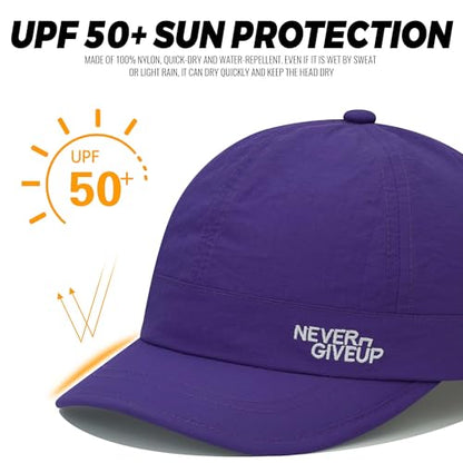 Clakllie Quick Dry Short Brim Cap for Men Lightweight 6 Panel Baseball Cap Golf Dad Hats Women's Running Trucker Hat - color: Cdus-bssq2505-purple