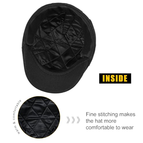 Sumolux Mens Newsboy Cap Winter Beret Hat Cabbie Flat Cap - color: A Black