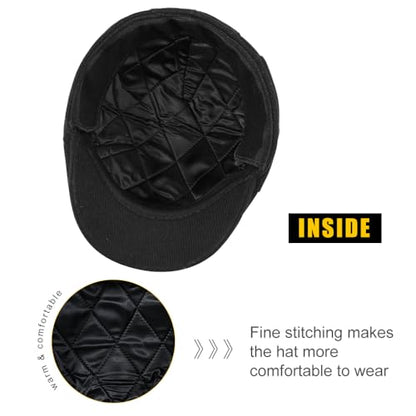 Sumolux Mens Newsboy Cap Winter Beret Hat Cabbie Flat Cap - color: A Black