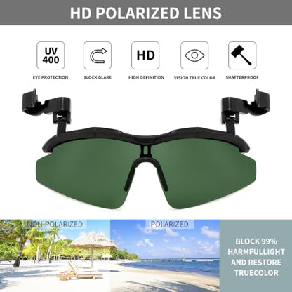 FEISEDY Polarized Clip Cap Sunglasses, UV400 Sports Hat Visor B0356 - color: Green