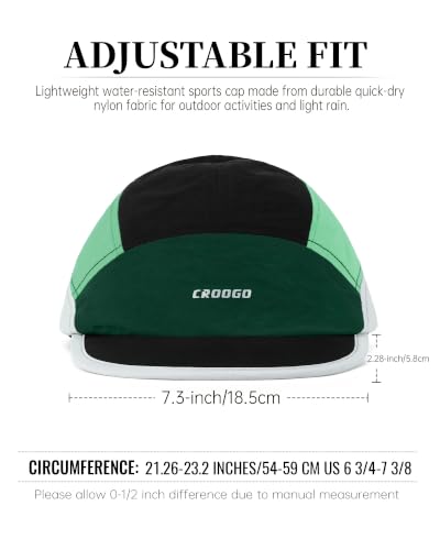 Croogo Running Cap Water Resistant Foldable Sports Hat - color: Black/Green