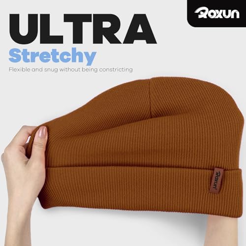 ROXUN Beanie for Men/Women Winter Hat Soft Warm Unisex Skull Stocking Cap - color: Caramel