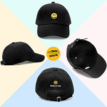 SONMONY Toddler Hat Smile Face Kids Baseball Cap Adjustable Cute Hat 3-12Y - color: Black