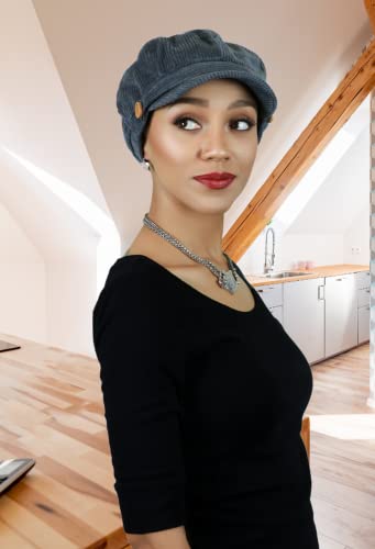 Hats Scarves & More Newsboy Cap for Women Cabbie Hat Cancer Headwear Chemo Head Coverings Brianna - color: Grey