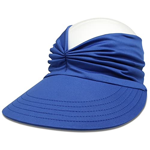 Muryobao Womens Sun Visor Hat Wide Brim Summer UPF 50+ UV Protection Beach Sport Cap - color: Royal Blue