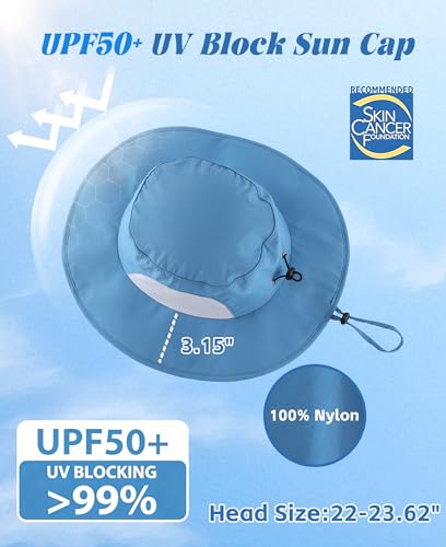 Home Prefer UPF50+ Mens Sun Hat Wide Brim Fishing Hat for Men UV Protection Womens Beach Bucket Hat for Golf Hiking Gardening - color: Blue