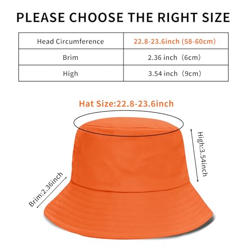 PFFY Bucket Hat for Women Men Cotton Summer Sun Beach Fishing Cap - color: Orange