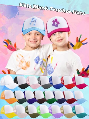 10 Pack Kids Trucker Hats Bulk Blank Mesh Baseball Hats Adjustable Sublimation Caps for Boys Girls DIY Craft - color: Color Style 3