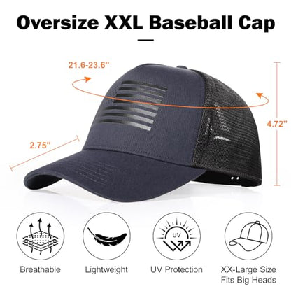 Oversize XXL American Flag Trucker Hat - color: Navy/Black, size: XX-Large