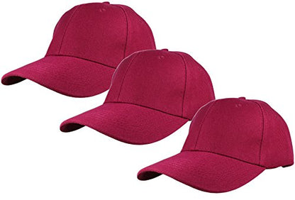 Gelante Plain Baseball Cap Adjustable Back Strap 3 PC - color: Burgundy