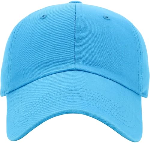KBETHOS Classic Unisex Cotton Adjustable Low Crown Baseball Cap – Plain Dad Hat - color: Blue Aqua