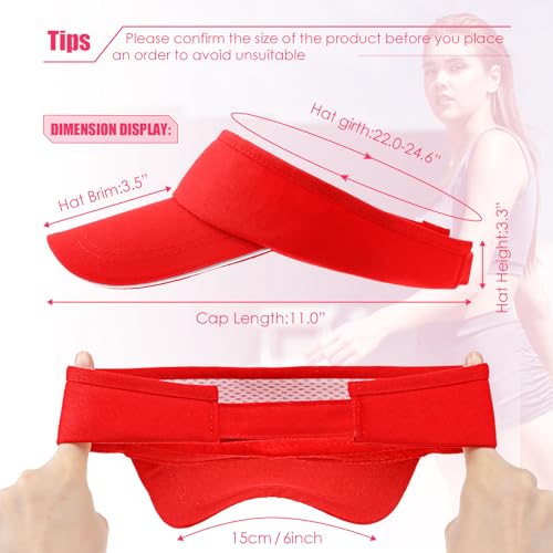 Bonuci 24 Pcs Visor Bulk for Women Sun Hat Visors for Men Tennis - color: Red