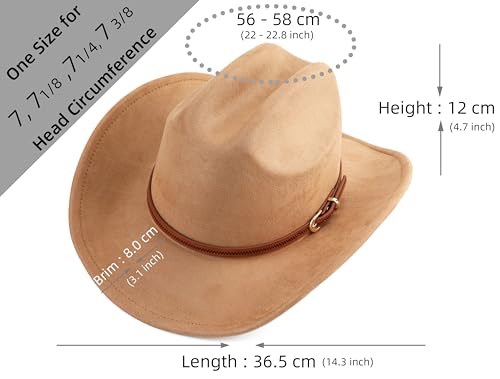 Pro Celia Cowboy Hat for Women and Men Wide Brim Western Cowgirl Hat - color: Camel
